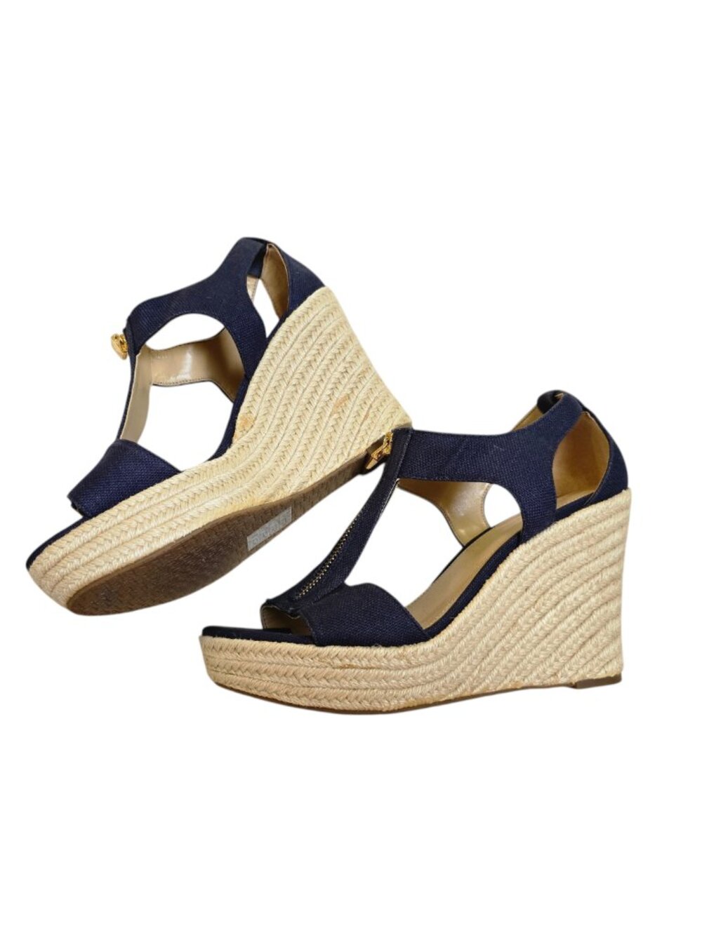 Michael Kors Navy Blue Espadrille Zipper Front Platform Shoes 8M - Picture 4 of 6